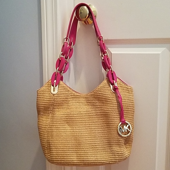 michael kors straw purse